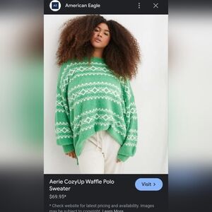 Aerie Cozy Up Waffle Polo Sweater